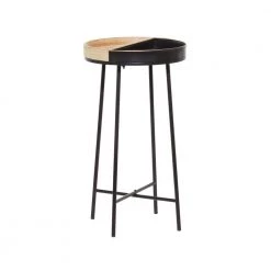 14 in. Black Round Wood Split End Table by Litton Lane