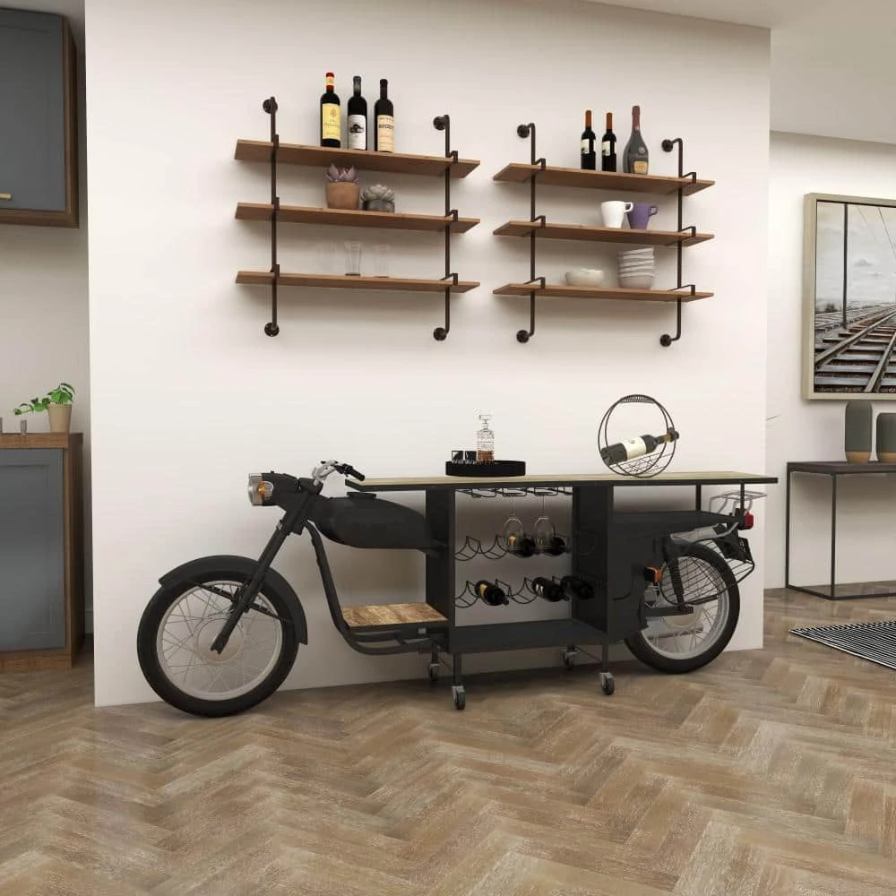 38 in. Black Metal Rustic Motorcycle Bar by Litton Lane 9 38 in. Black Metal Rustic Motorcycle Bar by Litton Lane - Image 7