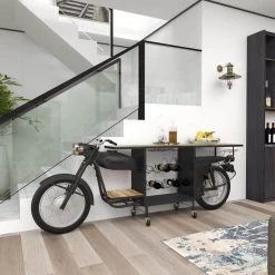 38 in. Black Metal Rustic Motorcycle Bar by Litton Lane 16 38 in. Black Metal Rustic Motorcycle Bar by Litton Lane -Outlet Litton Lane Store black litton lane home bars 29427 4f 1000