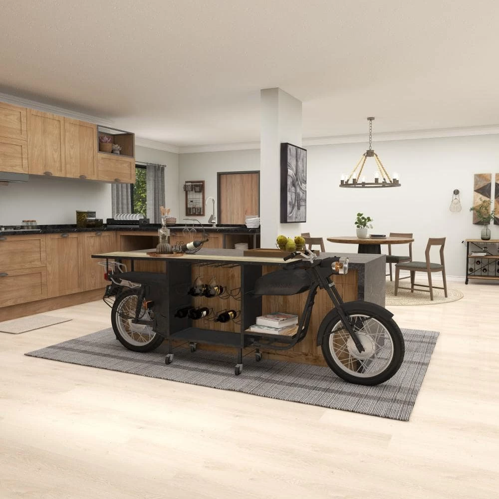 38 in. Black Metal Rustic Motorcycle Bar by Litton Lane 11 38 in. Black Metal Rustic Motorcycle Bar by Litton Lane - Image 9