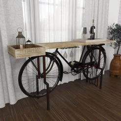 76 in. Black Irregular Metal Rustic Console Table by Litton Lane -Outlet Litton Lane Store black litton lane home bars 29446 1d 1000