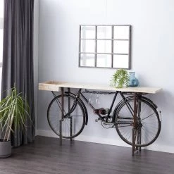 76 in. Black Irregular Metal Rustic Console Table by Litton Lane -Outlet Litton Lane Store black litton lane home bars 29446 31 1000