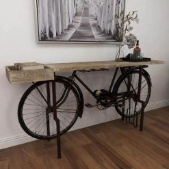 76 in. Black Irregular Metal Rustic Console Table by Litton Lane -Outlet Litton Lane Store black litton lane home bars 29446 fa 1000