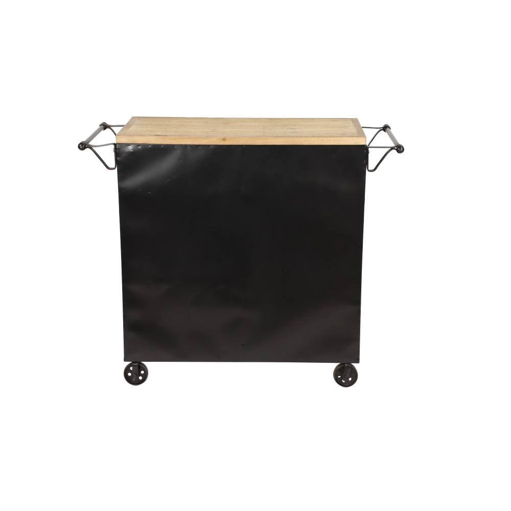 34 in. Black Metal Industrial Kitchen Cart by Litton Lane 7 34 in. Black Metal Industrial Kitchen Cart by Litton Lane - Image 5