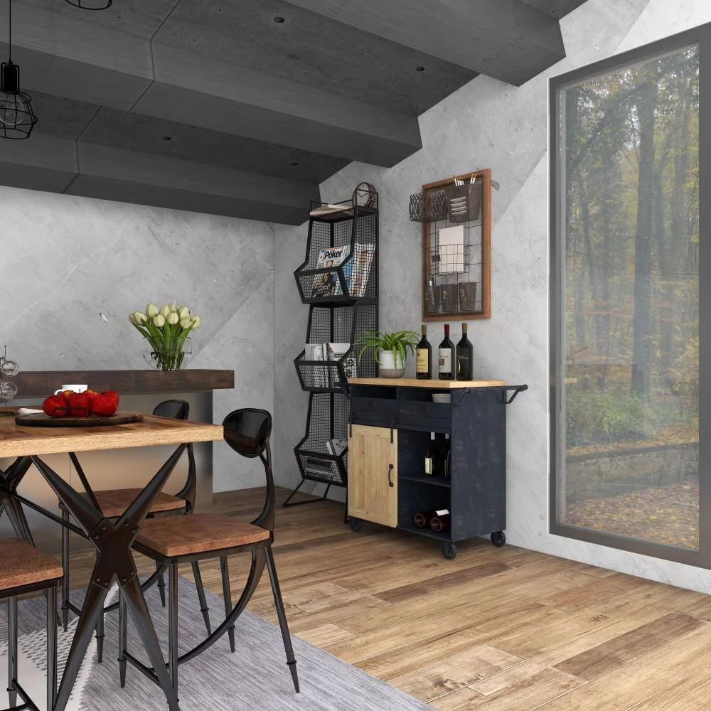 34 in. Black Metal Industrial Kitchen Cart by Litton Lane 13 34 in. Black Metal Industrial Kitchen Cart by Litton Lane - Image 11