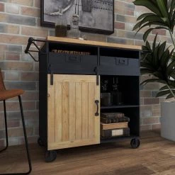 34 in. Black Metal Industrial Kitchen Cart by Litton Lane 24 34 in. Black Metal Industrial Kitchen Cart by Litton Lane -Outlet Litton Lane Store black litton lane kitchen prep tables 43610 4f 1000