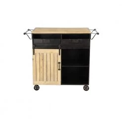 34 in. Black Metal Industrial Kitchen Cart by Litton Lane