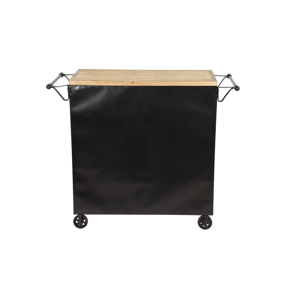 34 in. Black Metal Industrial Kitchen Cart by Litton Lane 8 34 in. Black Metal Industrial Kitchen Cart by Litton Lane - Image 6
