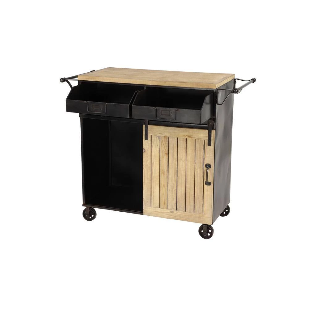 34 in. Black Metal Industrial Kitchen Cart by Litton Lane 9 34 in. Black Metal Industrial Kitchen Cart by Litton Lane - Image 7
