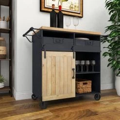 34 in. Black Metal Industrial Kitchen Cart by Litton Lane 23 34 in. Black Metal Industrial Kitchen Cart by Litton Lane -Outlet Litton Lane Store black litton lane kitchen prep tables 43610 c3 1000