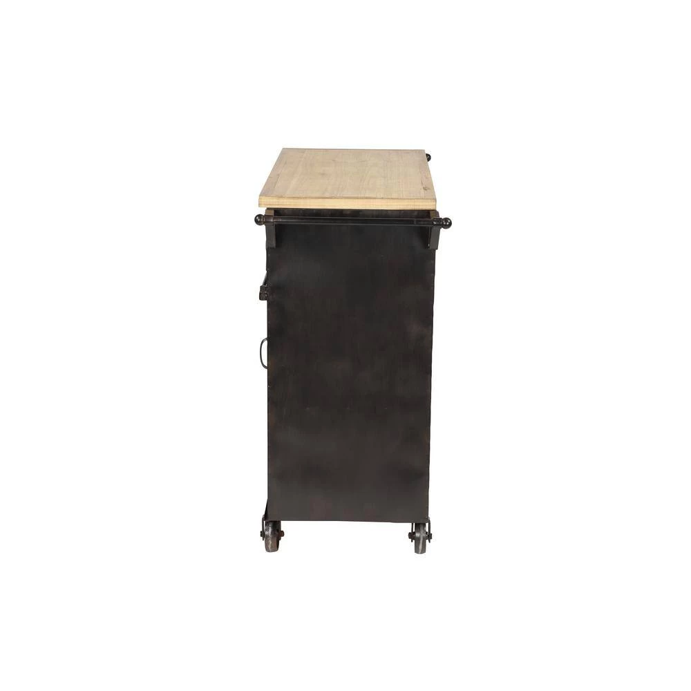 34 in. Black Metal Industrial Kitchen Cart by Litton Lane 4 34 in. Black Metal Industrial Kitchen Cart by Litton Lane - Image 2