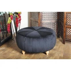 18 in. Black Velvet Glam Ottoman by Litton Lane -Outlet Litton Lane Store black litton lane ottomans 53723 31 1000