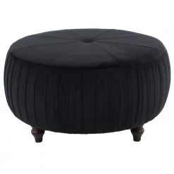 18 in. Black Velvet Glam Ottoman by Litton Lane