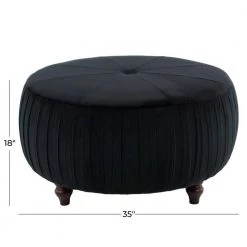 18 in. Black Velvet Glam Ottoman by Litton Lane -Outlet Litton Lane Store black litton lane ottomans 53723 76 1000