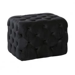19 in. Black Traditional Velvet Stool by Litton Lane