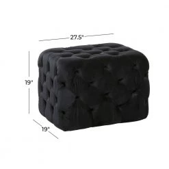 19 in. Black Traditional Velvet Stool by Litton Lane -Outlet Litton Lane Store black litton lane ottomans 90676 76 1000