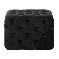 19 in. Black Traditional Velvet Stool by Litton Lane -Outlet Litton Lane Store black litton lane ottomans 90676 c3 1000