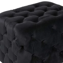 19 in. Black Traditional Velvet Stool by Litton Lane -Outlet Litton Lane Store black litton lane ottomans 90676 fa 1000