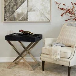 2-Bottle Black Stainless Steel Modern Wine Holder by Litton Lane -Outlet Litton Lane Store black litton lane wine racks 041350 31 1000