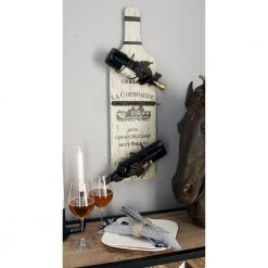 8 in. W x 30 in. H Vintage White and Burgundy Red-Bottle Board Wine Rack and Glass Holder (Set of 2) by Litton Lane -Outlet Litton Lane Store black litton lane wine racks 55941 31 1000