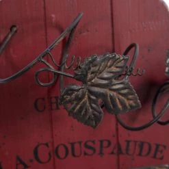 8 in. W x 30 in. H Vintage White and Burgundy Red-Bottle Board Wine Rack and Glass Holder (Set of 2) by Litton Lane -Outlet Litton Lane Store black litton lane wine racks 55941 44 1000