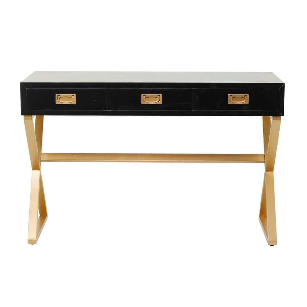 30 In. Black Wood Contemporary Desk by Litton Lane 3 30 In. Black Wood Contemporary Desk by Litton Lane