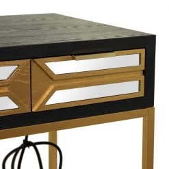 46 in. Rectangle Black Wood 3-Drawers Glam Writing Desk with Wood Top by Litton Lane -Outlet Litton Lane Store black litton lane writing desks 042506 44 1000