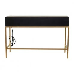46 in. Rectangle Black Wood 3-Drawers Glam Writing Desk with Wood Top by Litton Lane -Outlet Litton Lane Store black litton lane writing desks 042506 66 1000