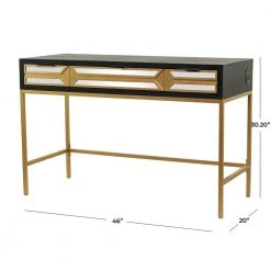 46 in. Rectangle Black Wood 3-Drawers Glam Writing Desk with Wood Top by Litton Lane -Outlet Litton Lane Store black litton lane writing desks 042506 76 1000