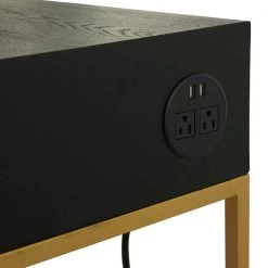 46 in. Rectangle Black Wood 3-Drawers Glam Writing Desk with Wood Top by Litton Lane -Outlet Litton Lane Store black litton lane writing desks 042506 77 1000