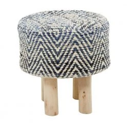 17 in. Blue Wood Bohemian Stool by Litton Lane
