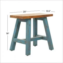 20 in. Blue Farmhouse Wood Stool by Litton Lane -Outlet Litton Lane Store blue litton lane bar stools 36921 76 1000