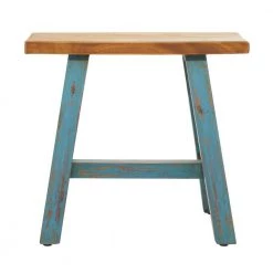 20 in. Blue Farmhouse Wood Stool by Litton Lane -Outlet Litton Lane Store blue litton lane bar stools 36921 c3 1000