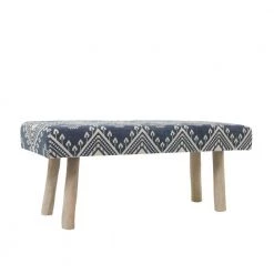 Blue Wood Bohemian Bench 20 in. x 18 in. x 48 in. by Litton Lane -Outlet Litton Lane Store blue litton lane bedroom benches 042862 40 1000