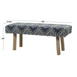 Blue Wood Bohemian Bench 20 in. x 18 in. x 48 in. by Litton Lane -Outlet Litton Lane Store blue litton lane bedroom benches 042862 c3 1000