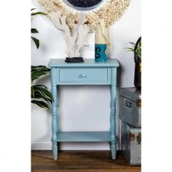 14 in. Blue Rectangle Wood 1 Drawer and 1 Shelf End Table by Litton Lane 9 14 in. Blue Rectangle Wood 1 Drawer and 1 Shelf End Table by Litton Lane -Outlet Litton Lane Store blue litton lane end side tables 60118 31 1000