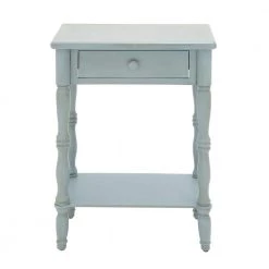 14 in. Blue Rectangle Wood 1 Drawer and 1 Shelf End Table by Litton Lane