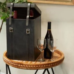 4-Bottle Blue Leather Modern Wine Holder by Litton Lane 13 4-Bottle Blue Leather Modern Wine Holder by Litton Lane -Outlet Litton Lane Store blue litton lane wine racks 041329 31 1000