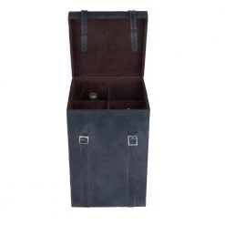 4-Bottle Blue Leather Modern Wine Holder by Litton Lane 9 4-Bottle Blue Leather Modern Wine Holder by Litton Lane -Outlet Litton Lane Store blue litton lane wine racks 041329 e1 1000