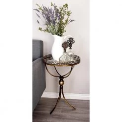 16 in. Brass Round Mirrored End Table by Litton Lane -Outlet Litton Lane Store brass litton lane end side tables 65369 31 1000