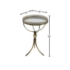 16 in. Brass Round Mirrored End Table by Litton Lane -Outlet Litton Lane Store brass litton lane end side tables 65369 40 1000