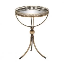 16 in. Brass Round Mirrored End Table by Litton Lane
