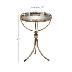 16 in. Brass Round Mirrored End Table by Litton Lane -Outlet Litton Lane Store brass litton lane end side tables 65369 c3 1000