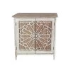 Brown 2 Door Geometric Cabinet with Carved Relief Overlay by Litton Lane