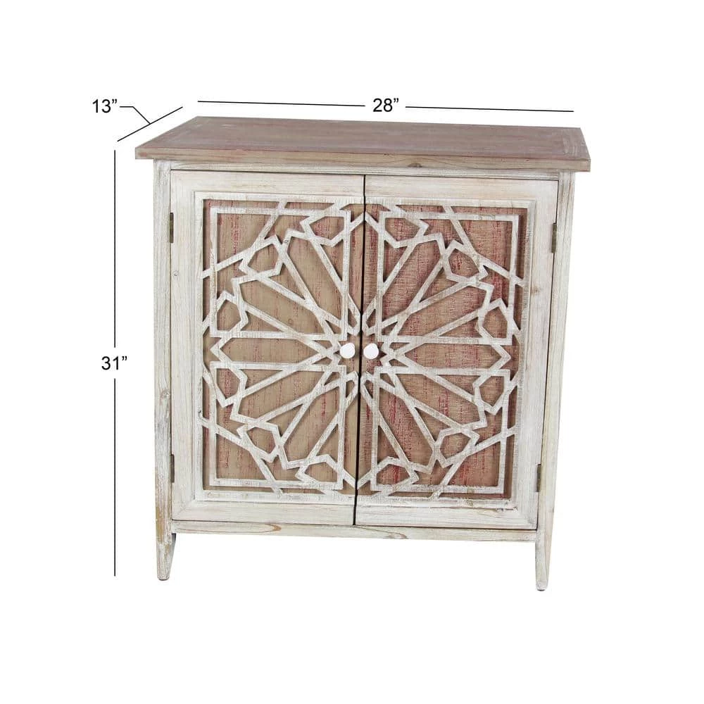 Brown 2 Door Geometric Cabinet with Carved Relief Overlay by Litton Lane 13 Brown 2 Door Geometric Cabinet with Carved Relief Overlay by Litton Lane - Image 11