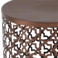 16 in. Bronze Cylinder Metal Handmade End Table with Laser Cut Design 3-Pieces by Litton Lane 13 16 in. Bronze Cylinder Metal Handmade End Table with Laser Cut Design 3-Pieces by Litton Lane -Outlet Litton Lane Store bronze litton lane coffee tables 23941 44 1000