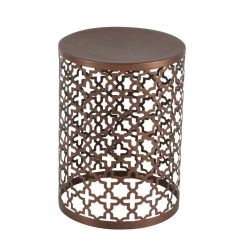 16 in. Bronze Cylinder Metal Handmade End Table with Laser Cut Design 3-Pieces by Litton Lane 12 16 in. Bronze Cylinder Metal Handmade End Table with Laser Cut Design 3-Pieces by Litton Lane -Outlet Litton Lane Store bronze litton lane coffee tables 23941 4f 1000
