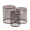 16 in. Bronze Cylinder Metal Handmade End Table with Laser Cut Design 3-Pieces by Litton Lane -Outlet Litton Lane Store bronze litton lane coffee tables 23941 64 1000
