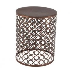 16 in. Bronze Cylinder Metal Handmade End Table with Laser Cut Design 3-Pieces by Litton Lane 11 16 in. Bronze Cylinder Metal Handmade End Table with Laser Cut Design 3-Pieces by Litton Lane -Outlet Litton Lane Store bronze litton lane coffee tables 23941 c3 1000