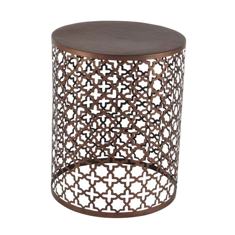 16 in. Bronze Cylinder Metal Handmade End Table with Laser Cut Design 3-Pieces by Litton Lane 5 16 in. Bronze Cylinder Metal Handmade End Table with Laser Cut Design 3-Pieces by Litton Lane - Image 3